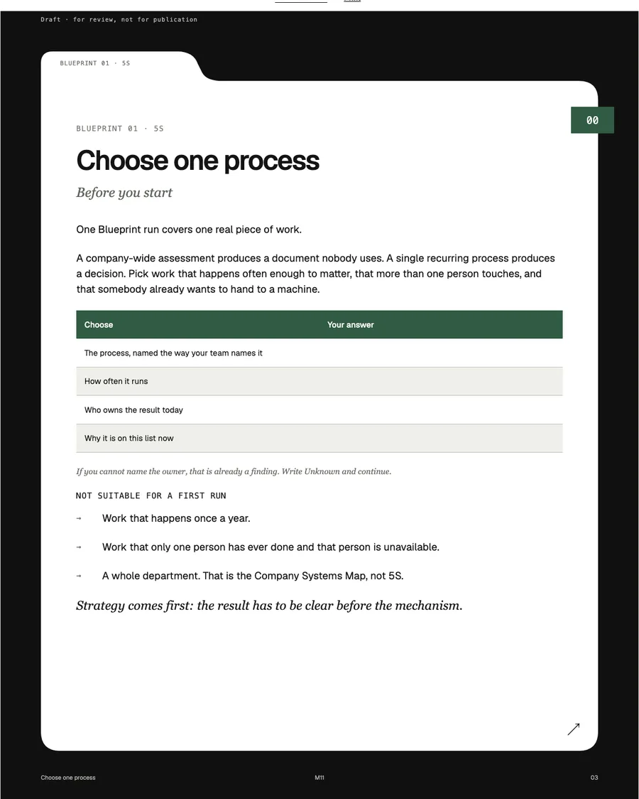 Sample page from the 5S Blueprint